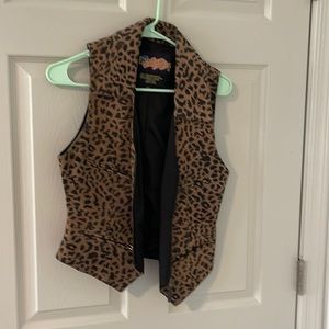 Easyriders leather vest leopard print size large